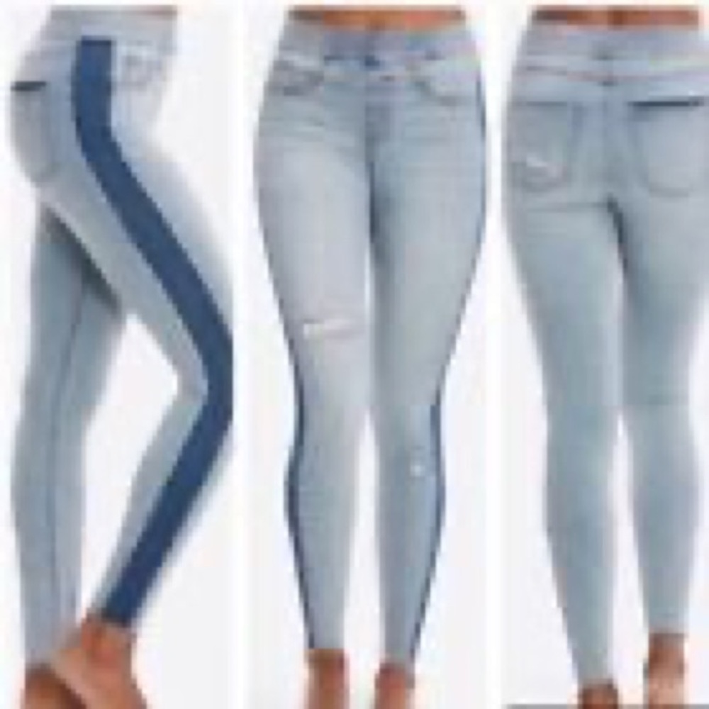 SPANX DISTRESSED RAW HEM SIDE PANEL SKINNY JEANS- SIZE M